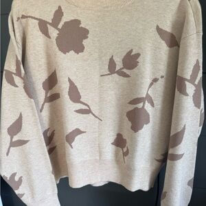 Knot Sisters Beige Floral Sweater